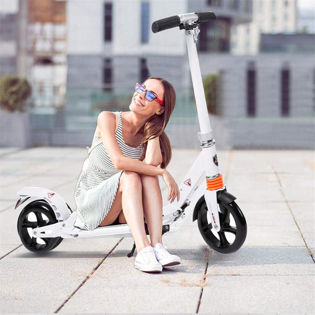 Kids/Adult Scooter with 3 Seconds Easy-Folding System, 220lb Folding Adjustable Scooter with Foot Brake and 200mm Large Wheels